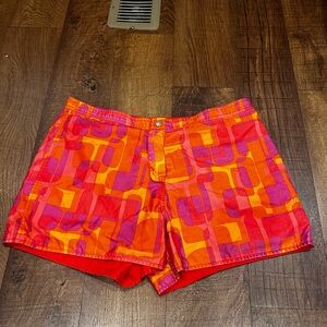 Women's Retro Geometric Orange Red Swim/Board Shorts